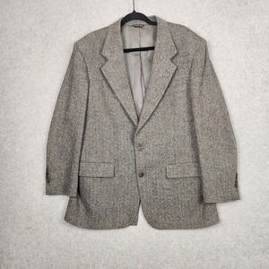 Vintage Bill Blass Blazer Mens Large Herringbone Wool Sport Coat Foley's USA 90s